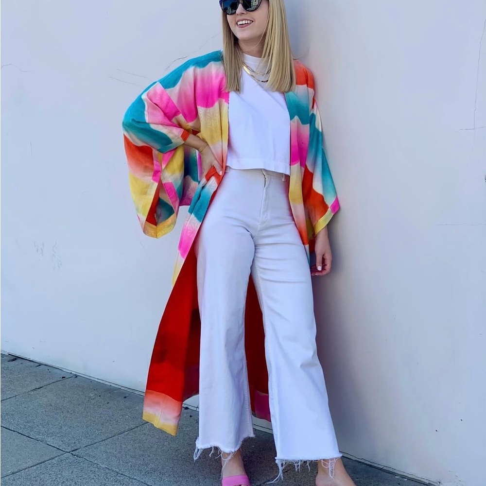 Vintage Colorful Striped Kimono